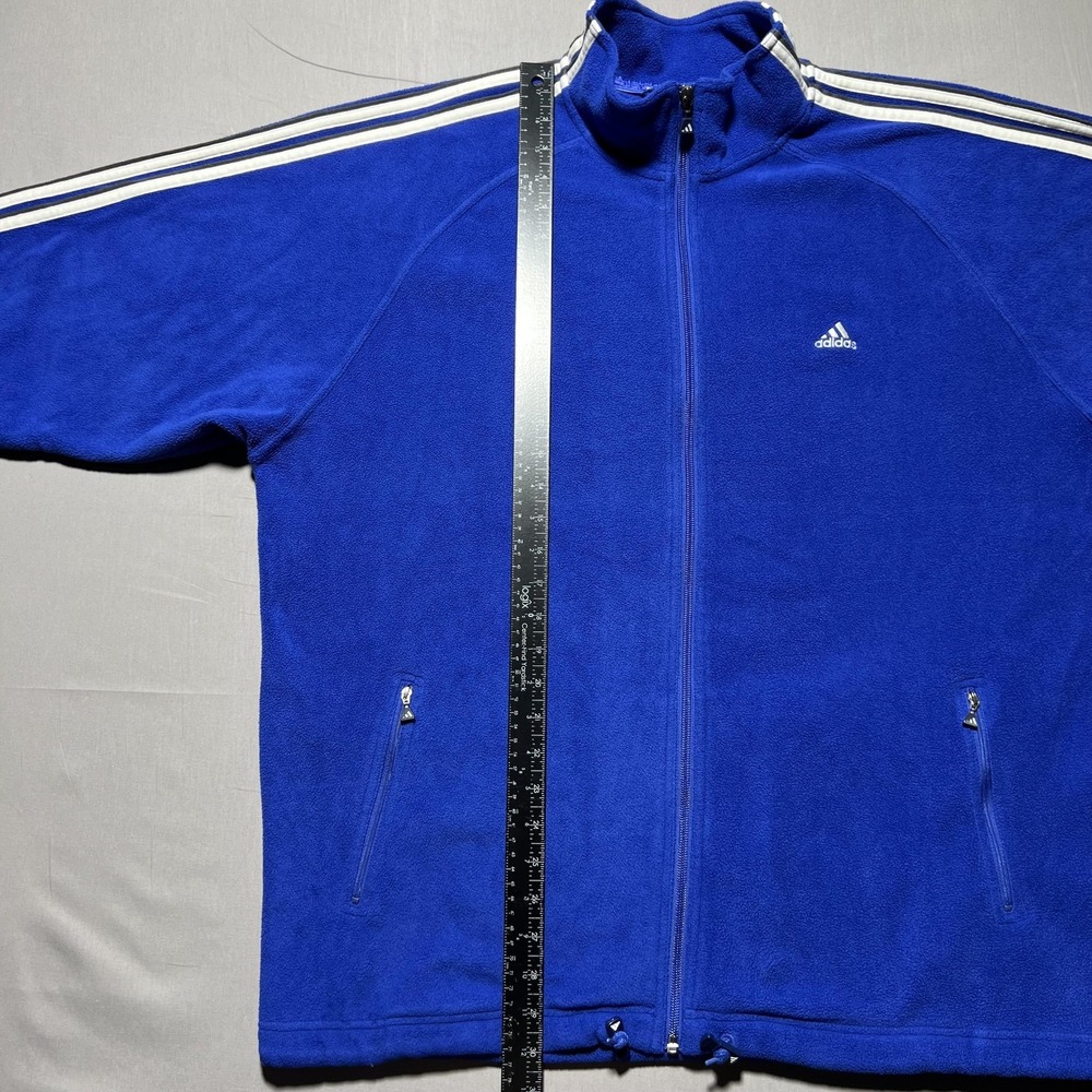 Vintage Adidas Jacket Mens Large Fleece Three Stripes Full‎ Zip 90s 614617 - Picture 13 of 16